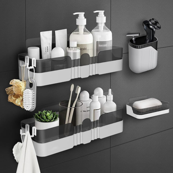 WeshyiGo Shower Caddy No Drilling Shower Organizers with Soap Dish Toothbrush Holder and Hooks Plastic Detachable Large Bathroom Countertop Organizer - Just Closeouts Canada Inc.