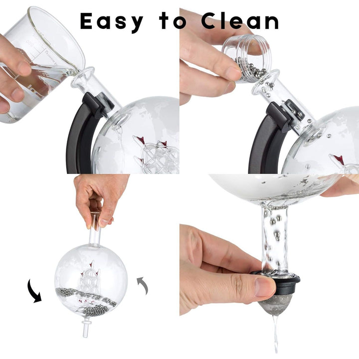 Whiskey Decanter Set,Globe Wine Decanter Set with 2 Glasses,Cleaning Beads,4 Stainless Steel Ice Cubes and Ice Tong, Beverage Drink Liquor Dispenser - Gift Set for Liquor, Scotch, Bourbon (29oz) - Just Closeouts Canada Inc.