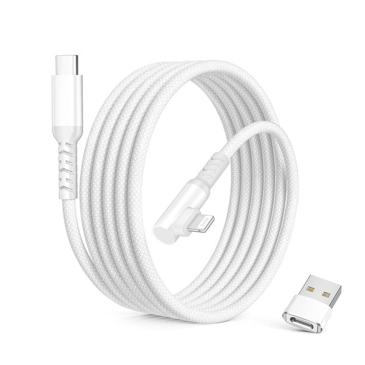 White 3.3 ft Right-Angle USB-C to Lightning Cable with Adapter - Just Closeouts Canada Inc.X004MAXQKV