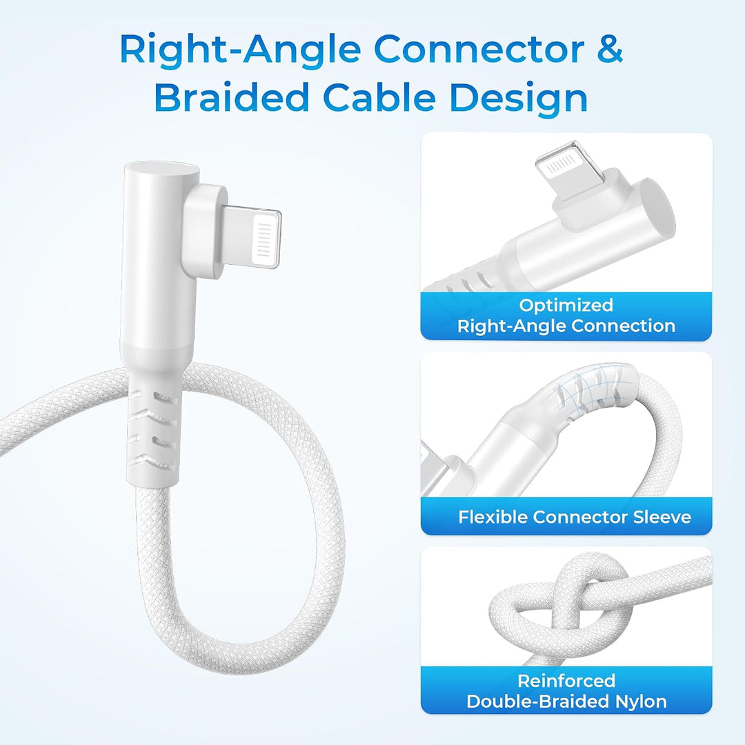 White 3.3 ft Right-Angle USB-C to Lightning Cable with Adapter - Just Closeouts Canada Inc.X004MAXQKV