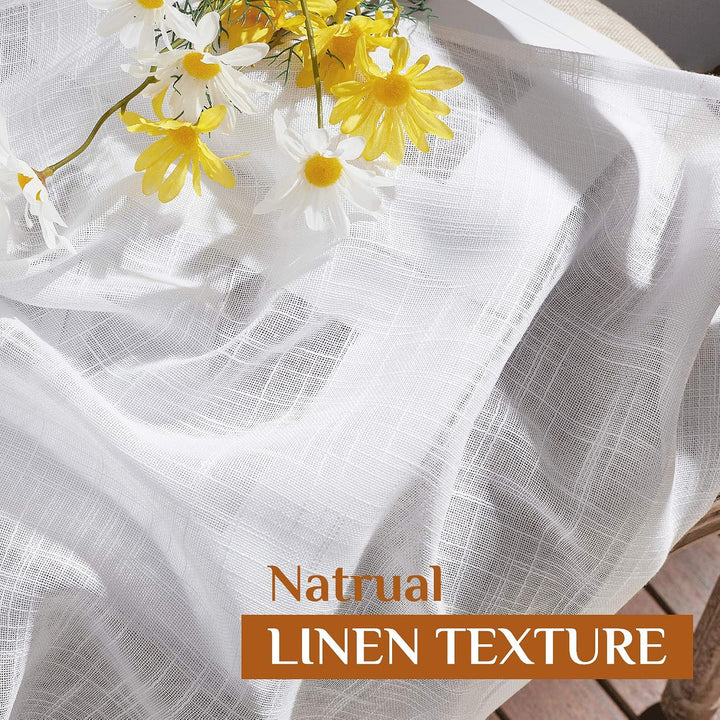 Close-up of white semi-sheer curtain woven texture
