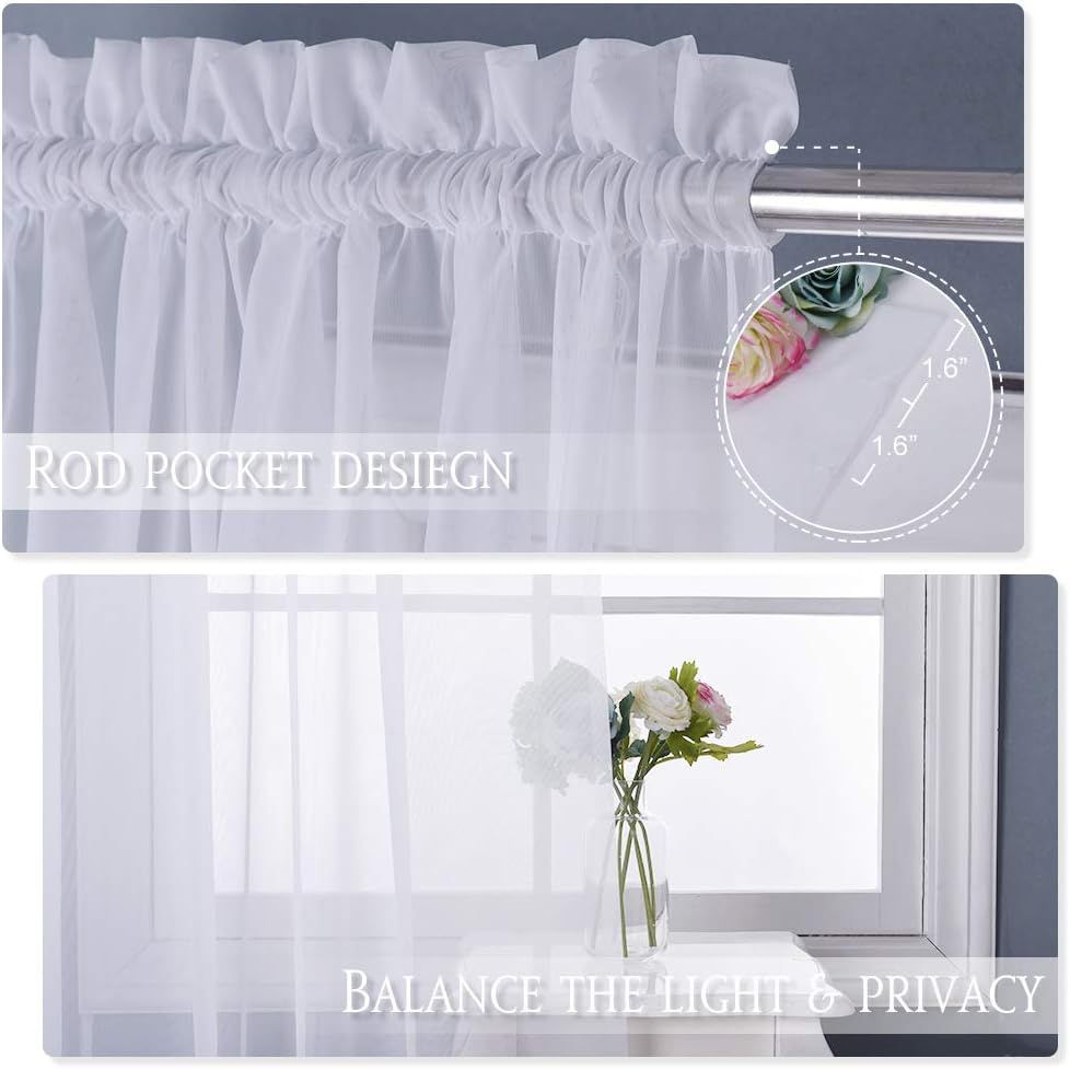 White Extra-Wide Rod-Pocket Sheer Curtain, 100 x 95 in, 1 Panel - Just Closeouts Canada Inc.