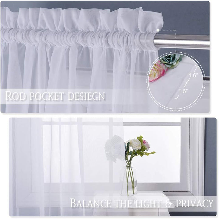 White Extra-Wide Rod-Pocket Sheer Curtain, 100 x 95 in, 1 Panel - Just Closeouts Canada Inc.