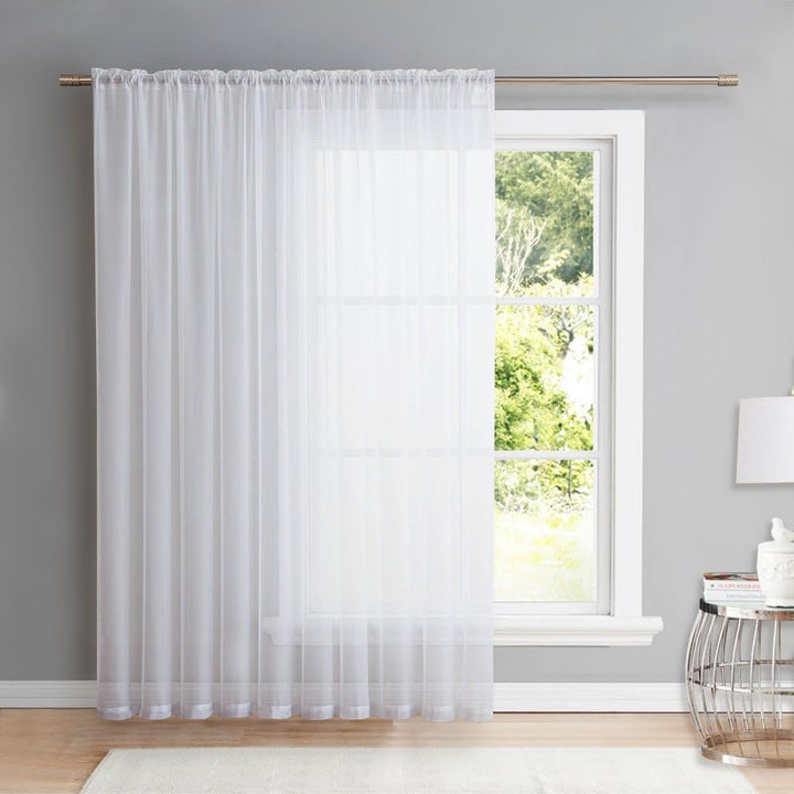 White Extra-Wide Rod-Pocket Sheer Curtain, 100 x 95 in, 1 Panel - Just Closeouts Canada Inc.