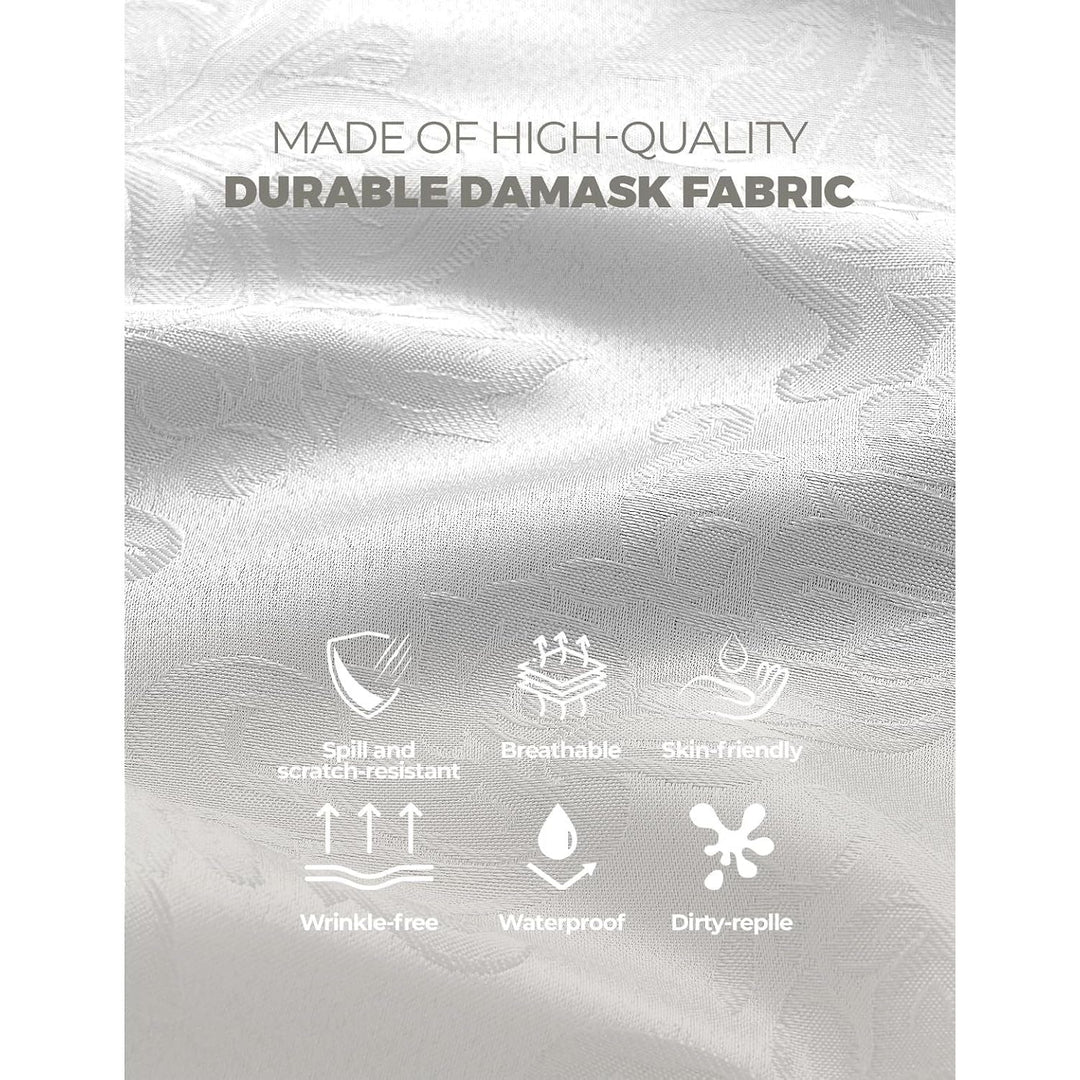 White Floral Table Cloths Rectangular 60 x 84 Inch (6-8 Seats), Waterproof Decorative Washable Reuseable Tablecloth Covers for Dining Kitchen Buffet Table, Wedding Indoor Outdoor Party - Just Closeouts Canada Inc.X004O46QG1