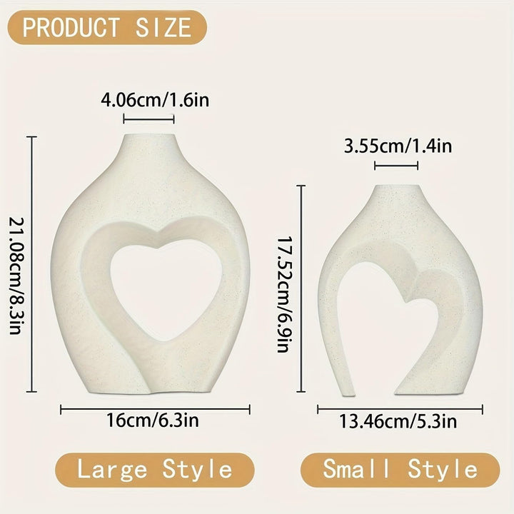 White Heart-Shaped Resin Vase Set, 2 Pieces - Just Closeouts Canada Inc.X004OL97SN