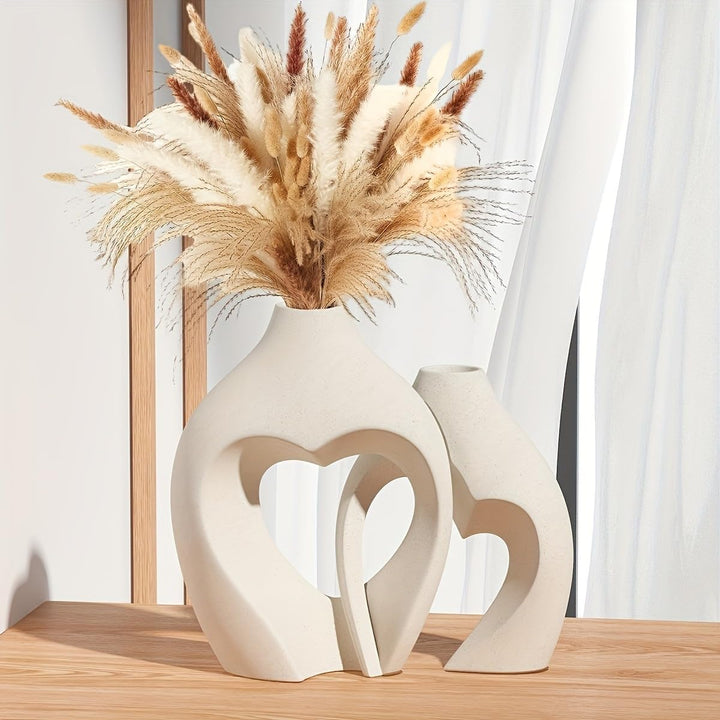 White Heart-Shaped Resin Vase Set, 2 Pieces - Just Closeouts Canada Inc.X004OL97SN