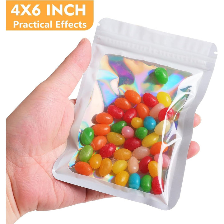 White Holographic Resealable Bags, 4 x 6 in, 100-Pack - Just Closeouts Canada Inc.