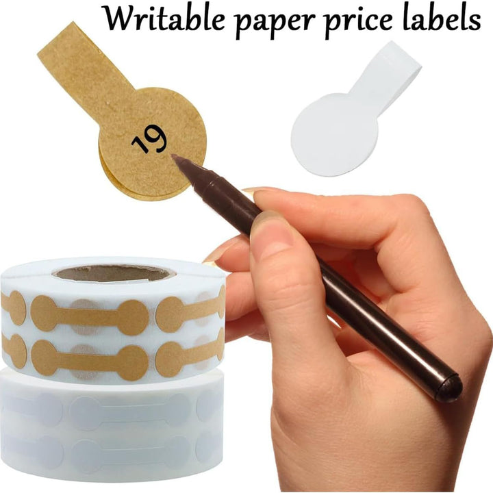 White self-adhesive jewellery price labels on four rolls, view 4
