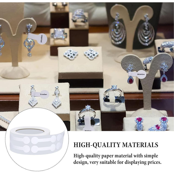 White self-adhesive jewellery price labels on four rolls, view 5
