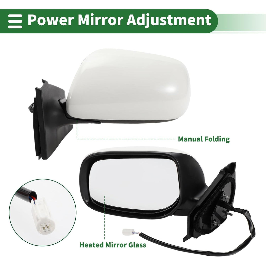 White Left Power Door Mirror for Toyota Yaris Hatchback 2007–2011 - Just Closeouts Canada Inc.