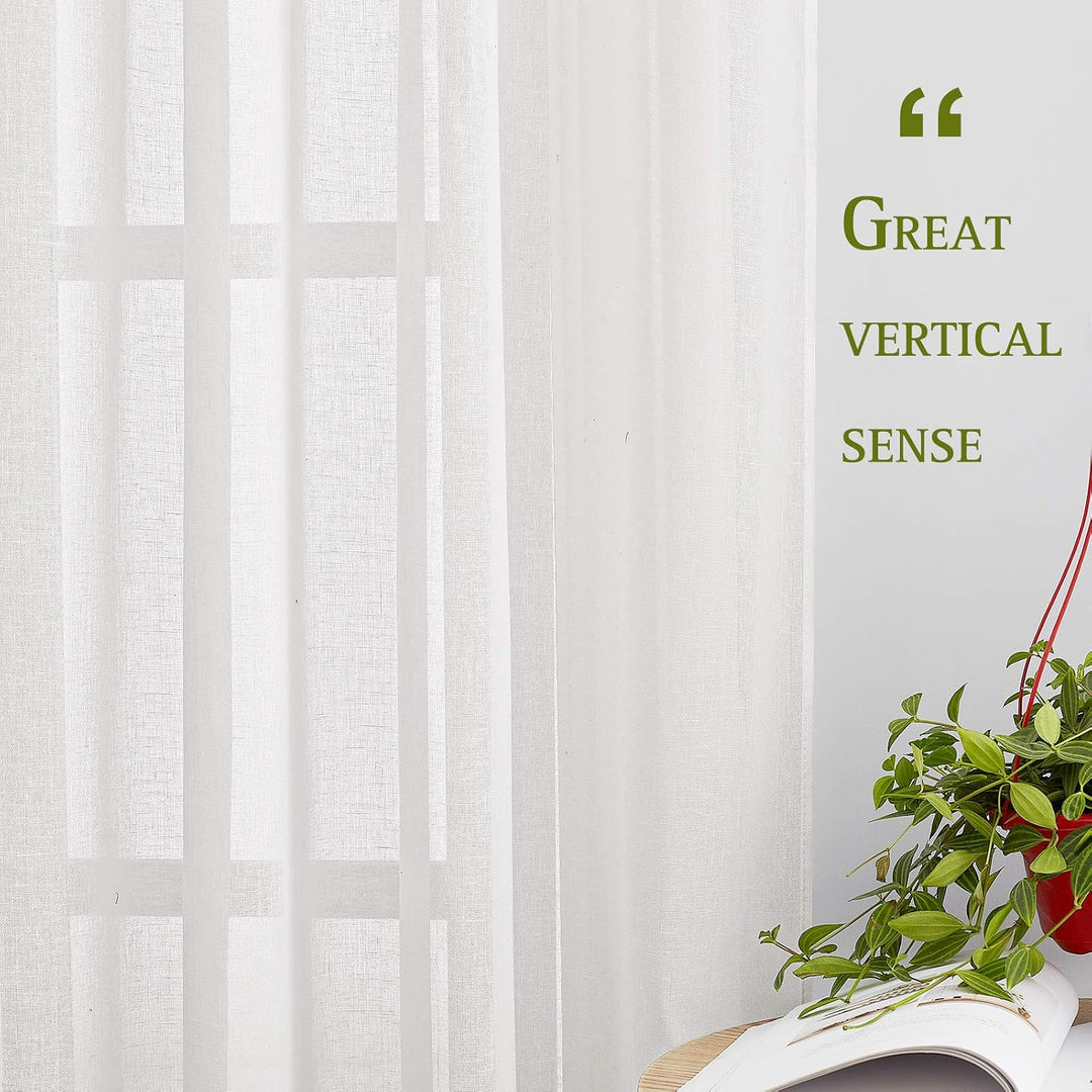 White Linen-Blend Sheer Grommet Curtains, 52 x 96 in, 2 Panels - Just Closeouts Canada Inc.