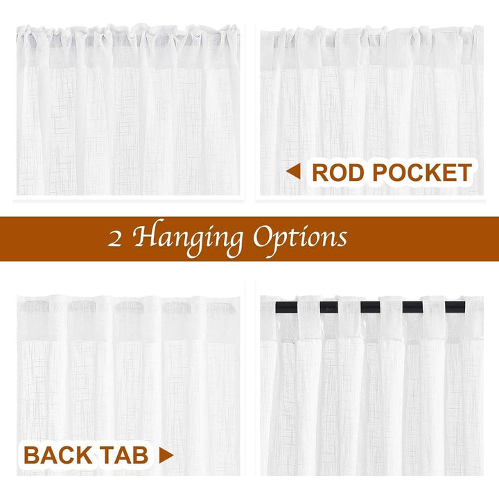 White Linen-Textured Semi-Sheer Rod-Pocket Curtains, 52 x 84 in, 2 Panels - Just Closeouts Canada Inc.