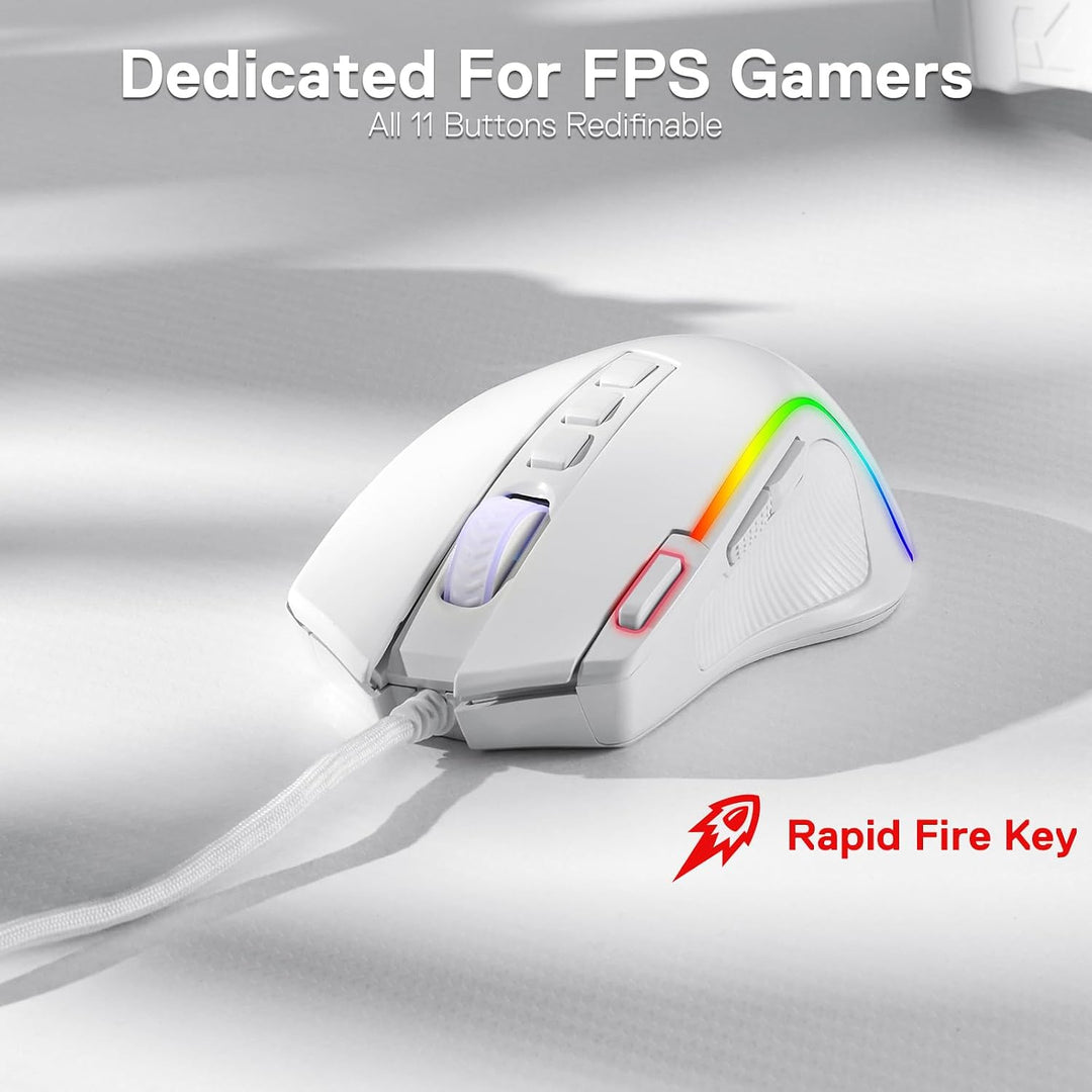 White M612 Wired RGB Gaming Mouse – 8000 DPI, 11 Programmable Buttons - Just Closeouts Canada Inc.