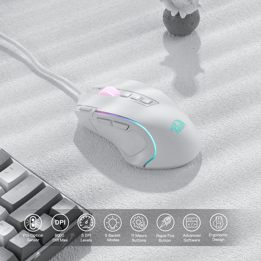 White M612 Wired RGB Gaming Mouse – 8000 DPI, 11 Programmable Buttons - Just Closeouts Canada Inc.