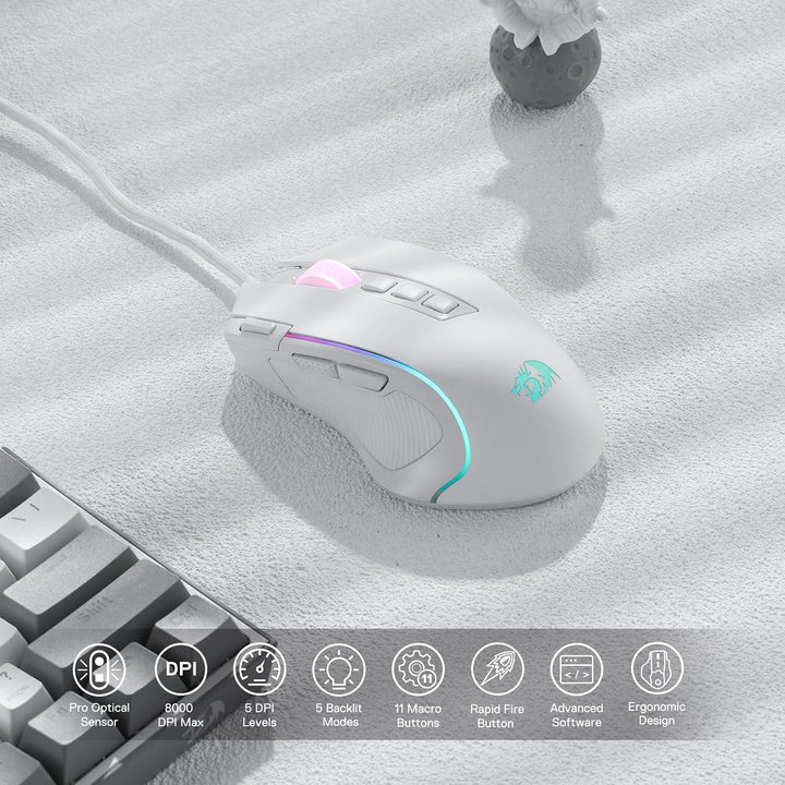 White M612 Wired RGB Gaming Mouse – 8000 DPI, 11 Programmable Buttons - Just Closeouts Canada Inc.