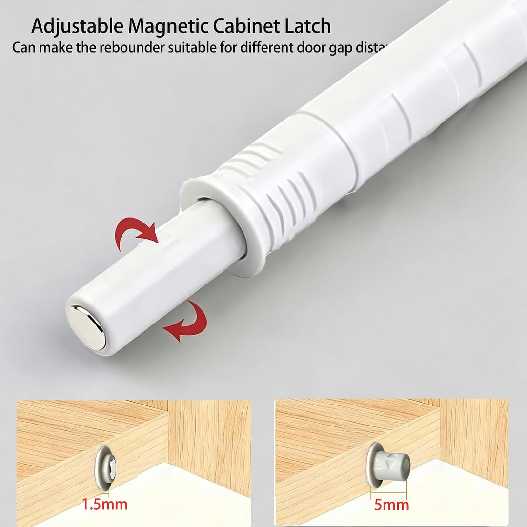 White Magnetic Push Latches for Cabinets, 73mm, 10-Pack - Just Closeouts Canada Inc.