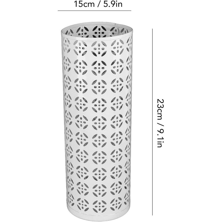White Metal Umbrella Stand with Floral Cutouts - Just Closeouts Canada Inc.X004EDCCOH