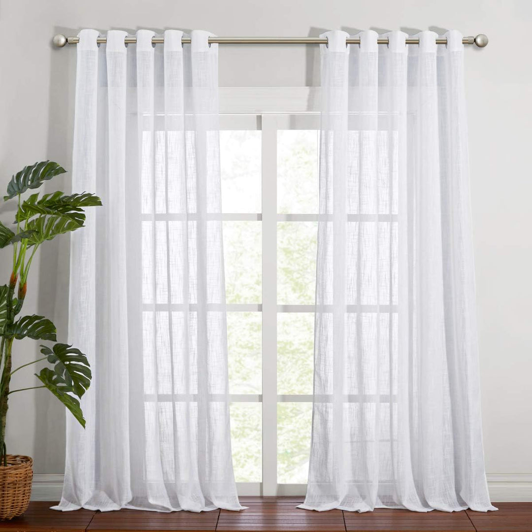 White Sheer Grommet Curtains, 70 x 95 in, Set of 2 - Just Closeouts Canada Inc.