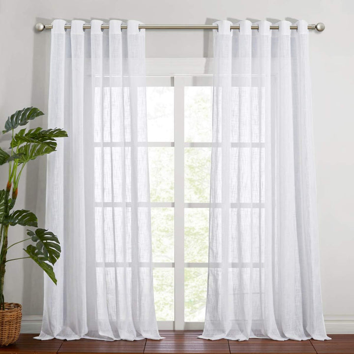 White Sheer Grommet Curtains, 70 x 95 in, Set of 2 - Just Closeouts Canada Inc.