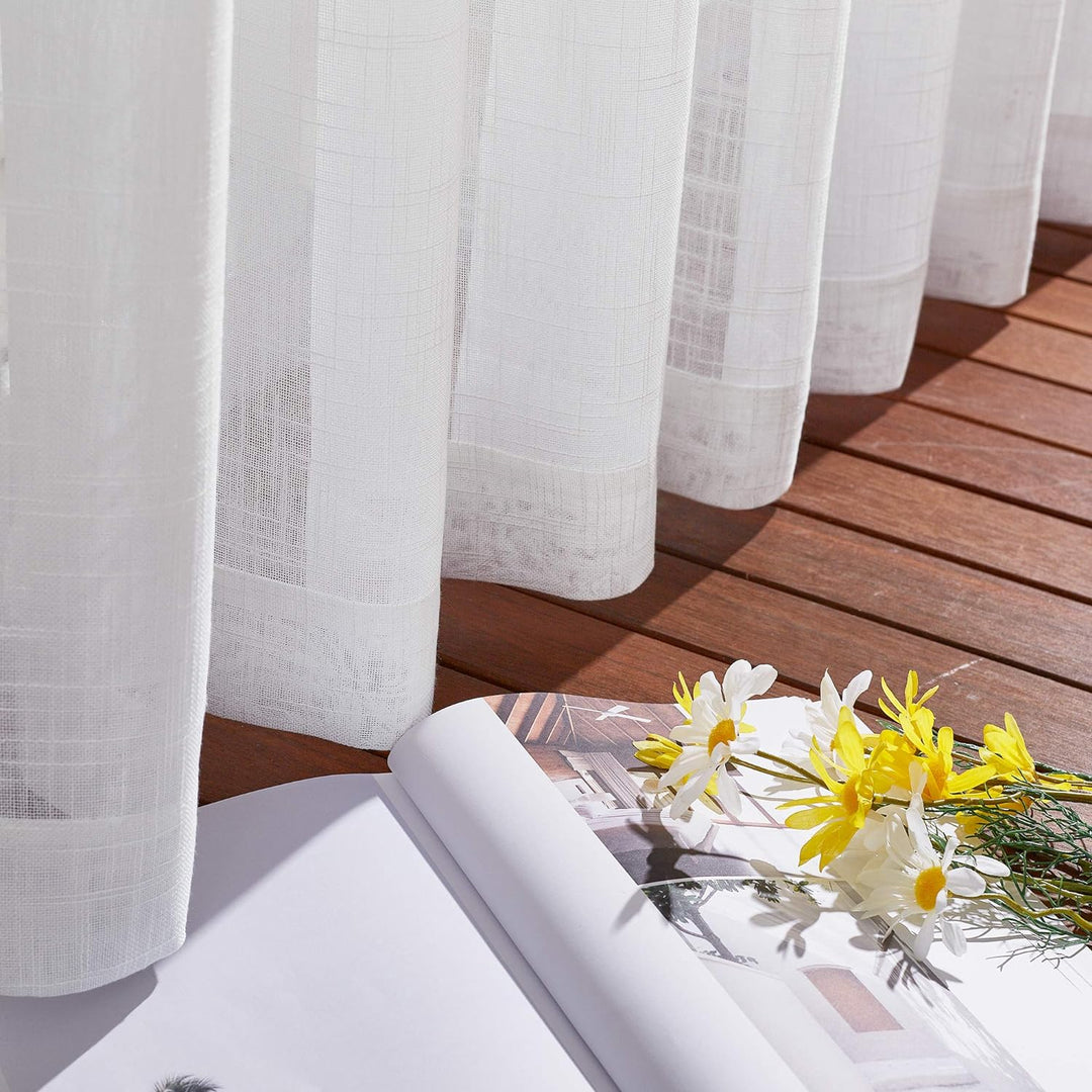 White Sheer Grommet Curtains, 70 x 95 in, Set of 2 - Just Closeouts Canada Inc.