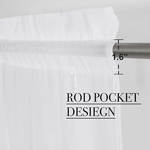 White Sheer Rod-Pocket Curtains, 60 x 45 in, Set of 2 - Just Closeouts Canada Inc.