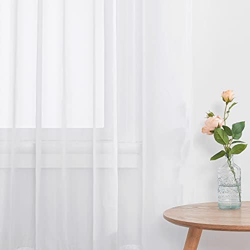 White Sheer Rod-Pocket Curtains, 60 x 45 in, Set of 2 - Just Closeouts Canada Inc.