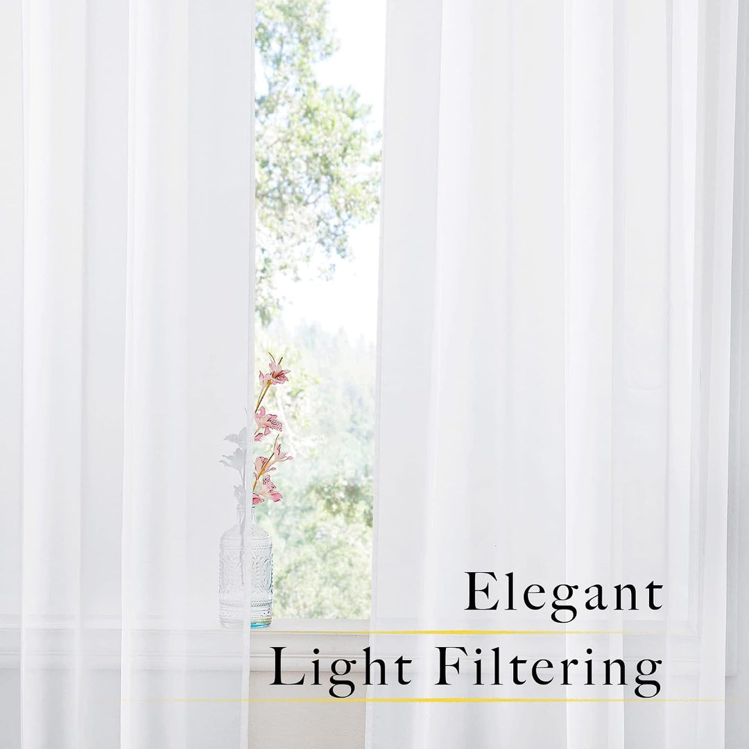 White Sheer Rod-Pocket Curtains, 60 x 84 in, Set of 2 - Just Closeouts Canada Inc.