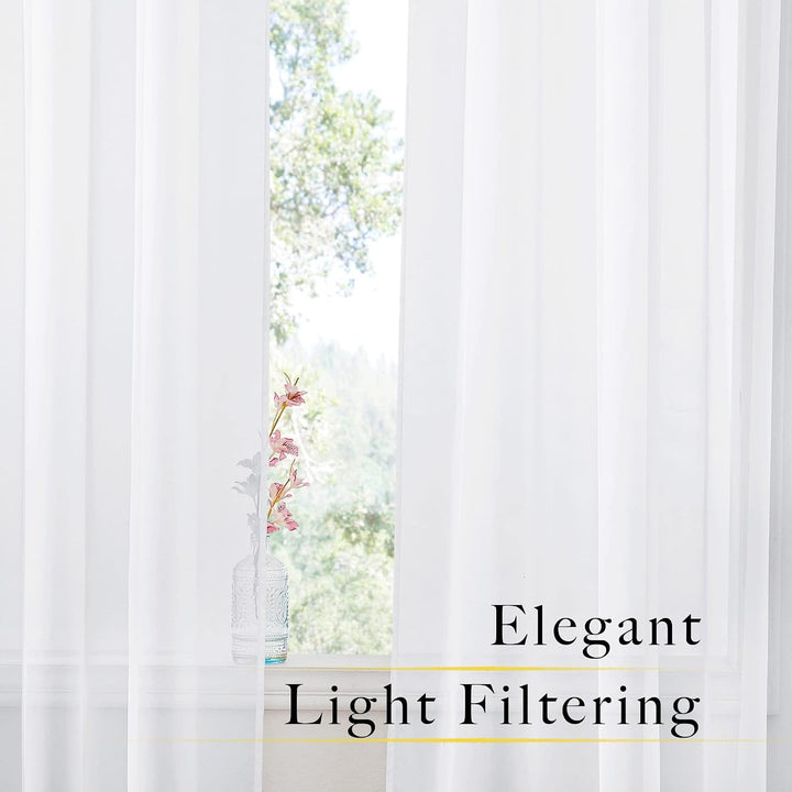 White Sheer Rod-Pocket Curtains, 60 x 84 in, Set of 2 - Just Closeouts Canada Inc.