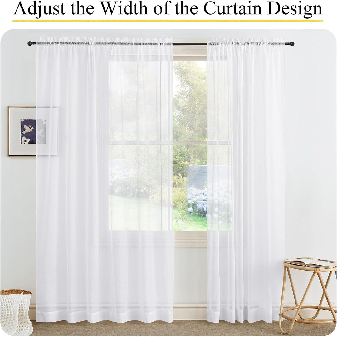 White Sheer Rod-Pocket Curtains, 60 x 84 in, Set of 2 - Just Closeouts Canada Inc.
