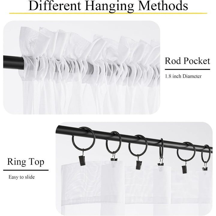 White Sheer Rod-Pocket Curtains, 60 x 84 in, Set of 2 - Just Closeouts Canada Inc.