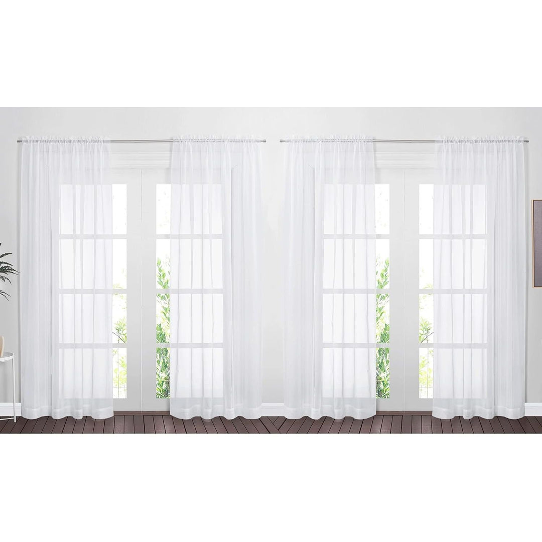 White Sheer Rod-Pocket Curtains, 60 x 90 in, Set of 4 - Just Closeouts Canada Inc.