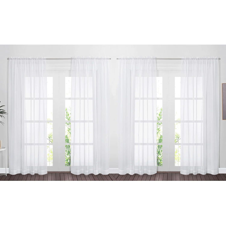 White Sheer Rod-Pocket Curtains, 60 x 90 in, Set of 4 - Just Closeouts Canada Inc.