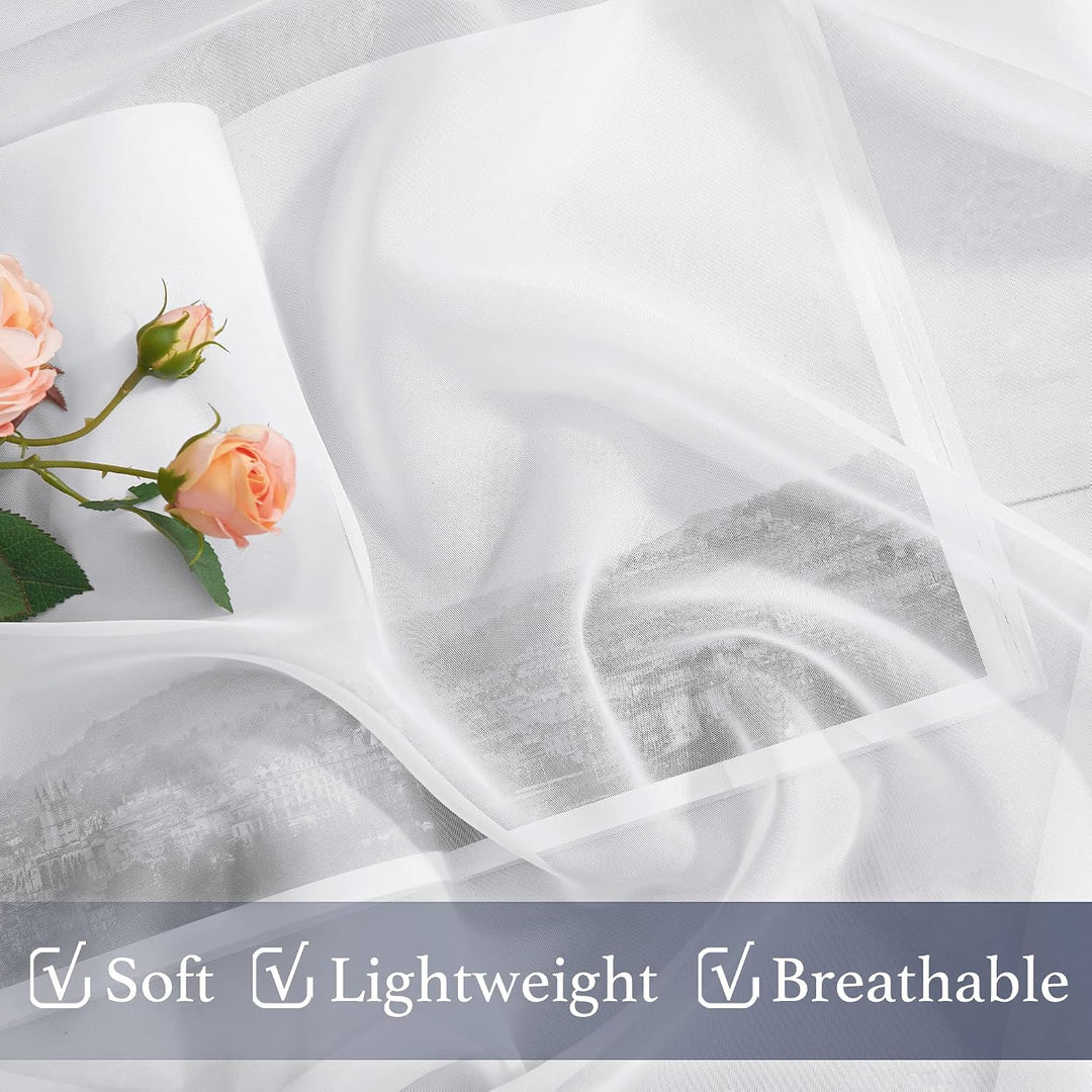 White Sheer Rod-Pocket Curtains, 60 x 90 in, Set of 4 - Just Closeouts Canada Inc.