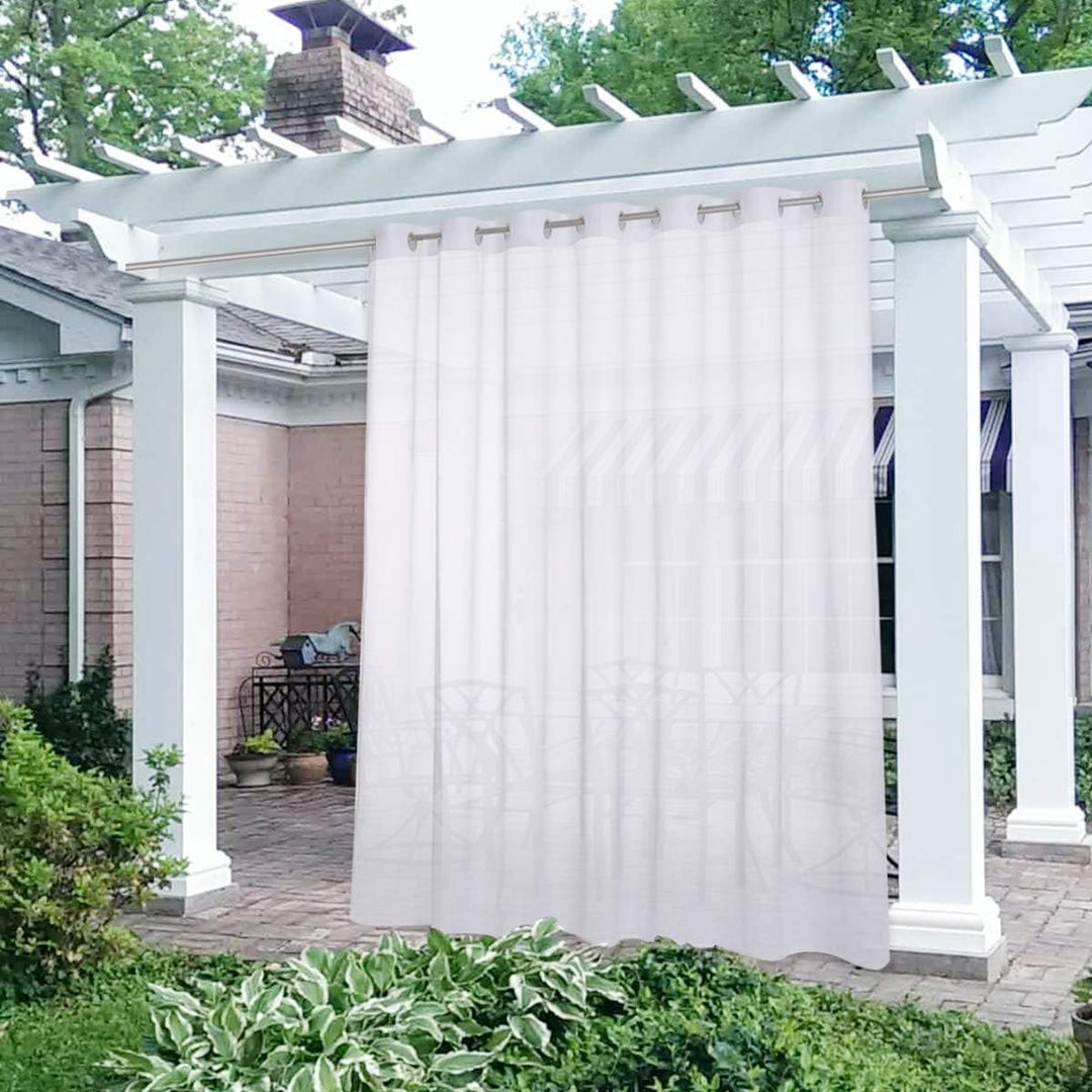 White Water-Repellent Outdoor Sheer Curtain, 100 x 96 in, 1 Panel - Just Closeouts Canada Inc.