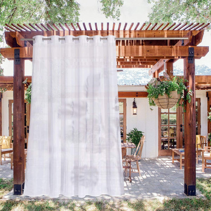 White Water-Repellent Outdoor Sheer Curtain, 84 x 96 in, 1 Panel - Just Closeouts Canada Inc.
