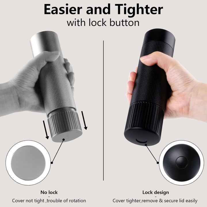 WhiteRhino Professional Grade Pepper Mill, 430 Stainless Steel Blade Premium Hand Metal Pepper Grinder Heavy Duty,Refillable Aluminum Manual Pepper Mill with Adjustable Coarseness - Black - Just Closeouts Canada Inc.