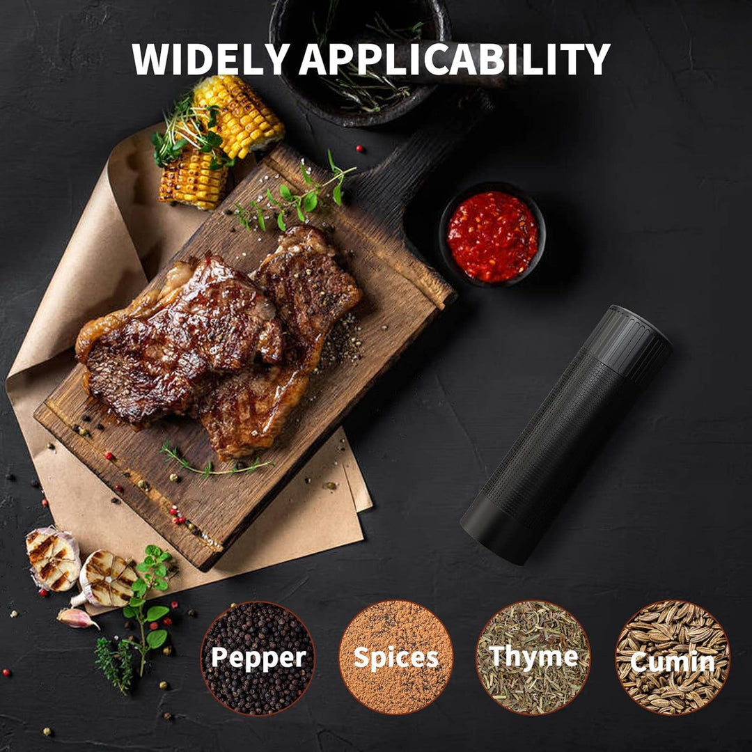 WhiteRhino Professional Grade Pepper Mill, 430 Stainless Steel Blade Premium Hand Metal Pepper Grinder Heavy Duty,Refillable Aluminum Manual Pepper Mill with Adjustable Coarseness - Black - Just Closeouts Canada Inc.