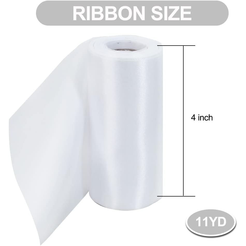 Wide White Satin Ribbon – 4 Inches × 11 Yards - Just Closeouts Canada Inc.