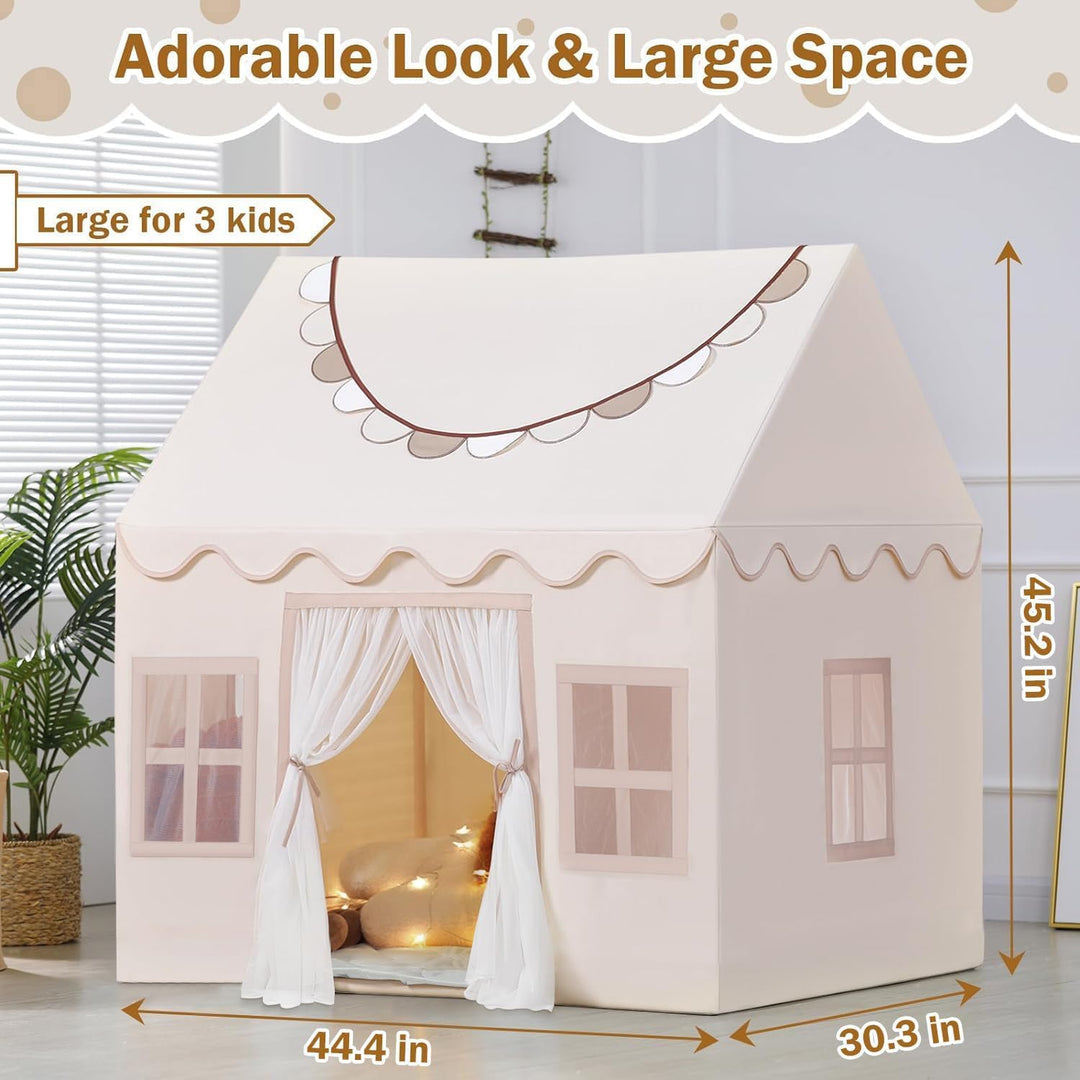 Wilwolfer Kids Tent with Mat, Star Lights, Banner - Tent for Kids Indoor Playhouse Toddler Tent Kids Play Tent for Ages 4 - 8 Girls Play Tent Playroom Furnitures - Just Closeouts Canada Inc.