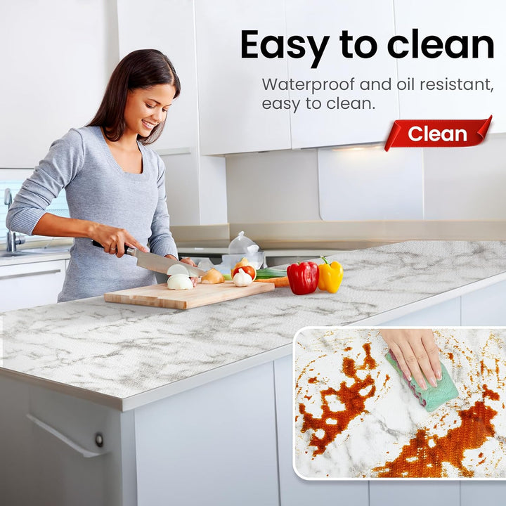 Windimiley Drawer Liner Shelf Liner Cabinet Liner Non Adhesive Waterproof Non Slip Shelf Liners for Kitchen Cabinets Cupboard Liners for Pantry Table Desk Dresser Marble (24 in x 30 FT) - Just Closeouts Canada Inc.