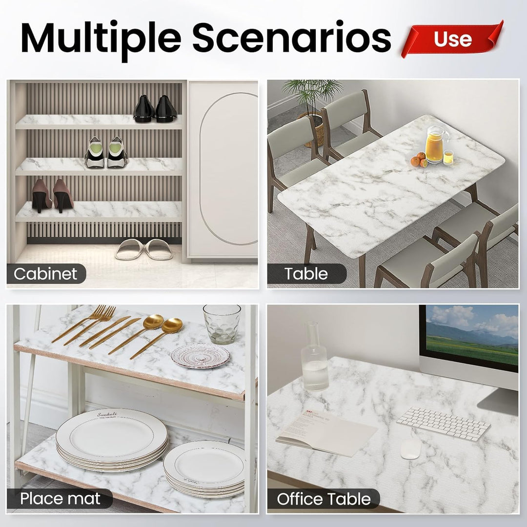 Windimiley Drawer Liner Shelf Liner Cabinet Liner Non Adhesive Waterproof Non Slip Shelf Liners for Kitchen Cabinets Cupboard Liners for Pantry Table Desk Dresser Marble (24 in x 30 FT) - Just Closeouts Canada Inc.