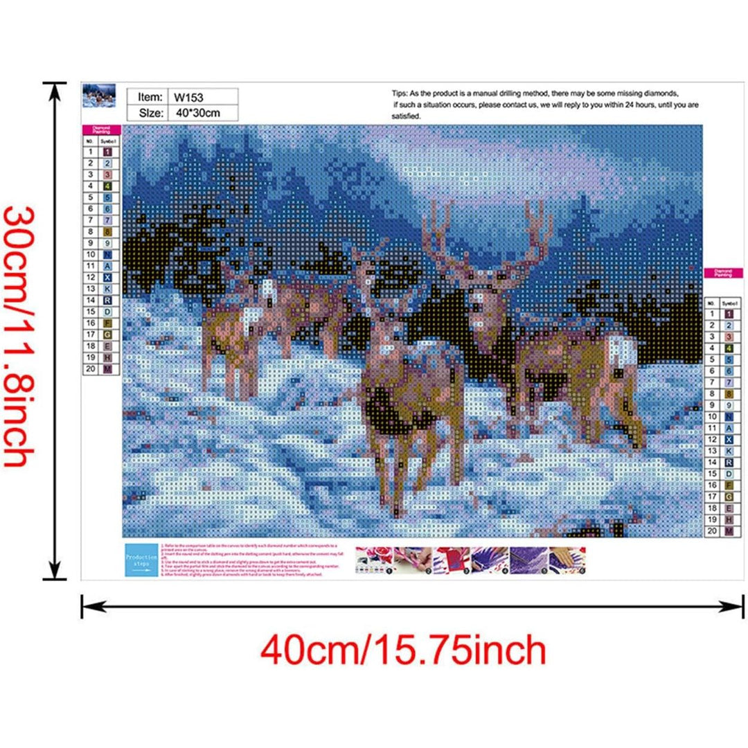 Winter Deer in Snow 5D Diamond Painting Kit, 30 x 40 cm - Just Closeouts Canada Inc.X002IBR82D
