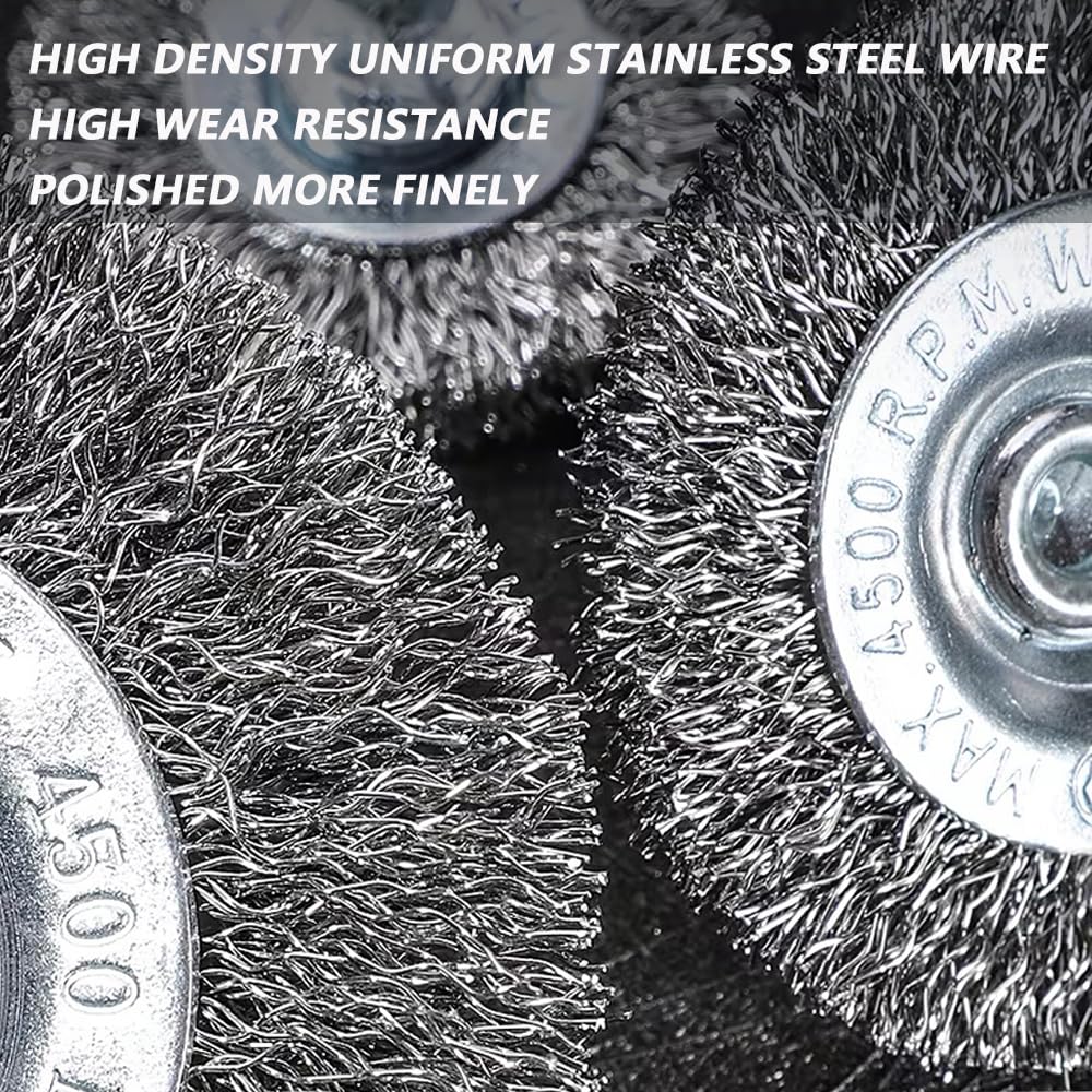 Wire Brush for Drill，5 Pack Carbon Steel Wire Wheel Brush, Cup Brush, Pen Brush Set for Cleaning Rust, Stripping and Abrasive for Drill 1/4 Inch Hex Shank - Just Closeouts Canada Inc.