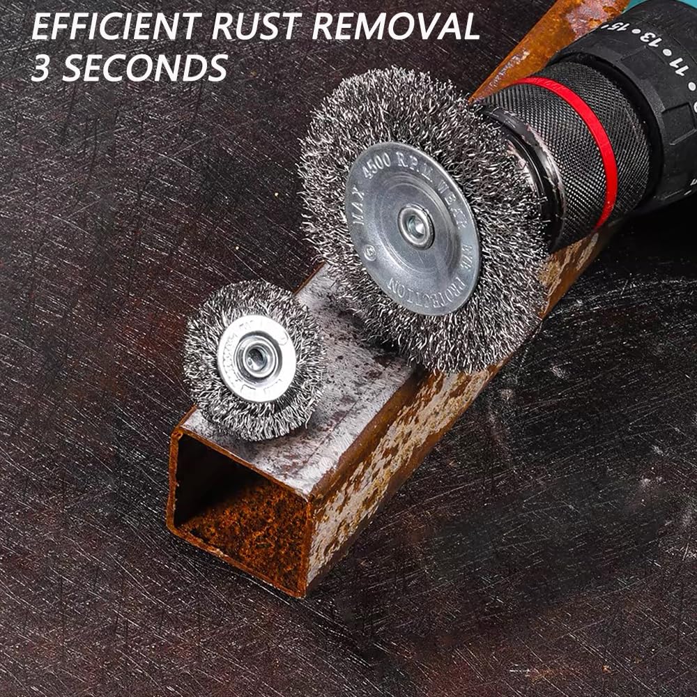 Wire Brush for Drill，5 Pack Carbon Steel Wire Wheel Brush, Cup Brush, Pen Brush Set for Cleaning Rust, Stripping and Abrasive for Drill 1/4 Inch Hex Shank - Just Closeouts Canada Inc.