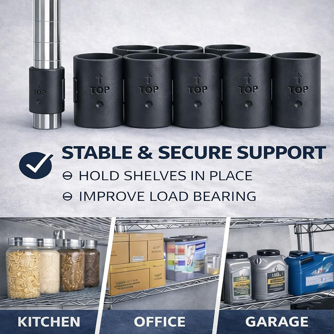 Wire Shelf Clips 52 Pcs Wire Shelving Shelf Lock Clips Plastic Shelf Supportsfor Wire Shelving Units for 1" Post - Wire Shelf Replacement Parts, Shelving Sleeves Replacements for Wire Shelving System - Just Closeouts Canada Inc.