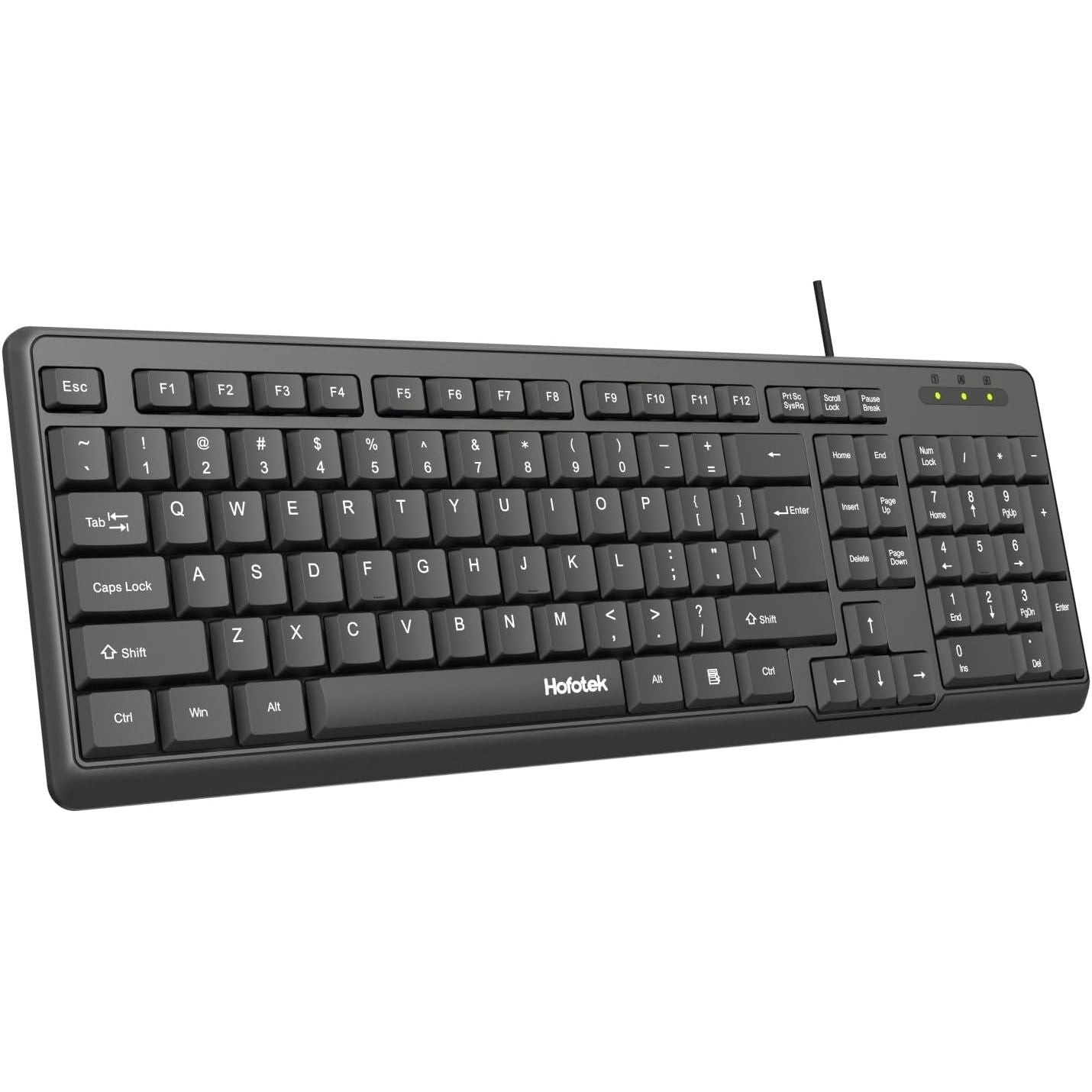 Wired Computer Keyboard, Full Size USB Quiet Keyboard with Number Pad ...
