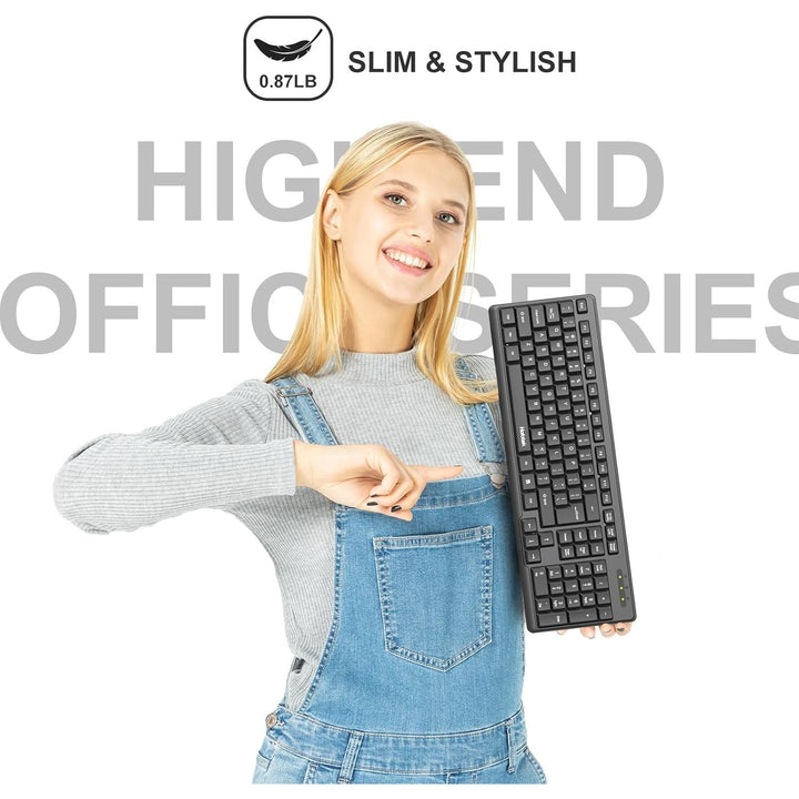 Wired Computer Keyboard, Full Size USB Quiet Keyboard with Number Pad,Slim Compact Soft Basic Laptop Keyboard for Windows PC Office Desktop (Black) - Just Closeouts Canada Inc.