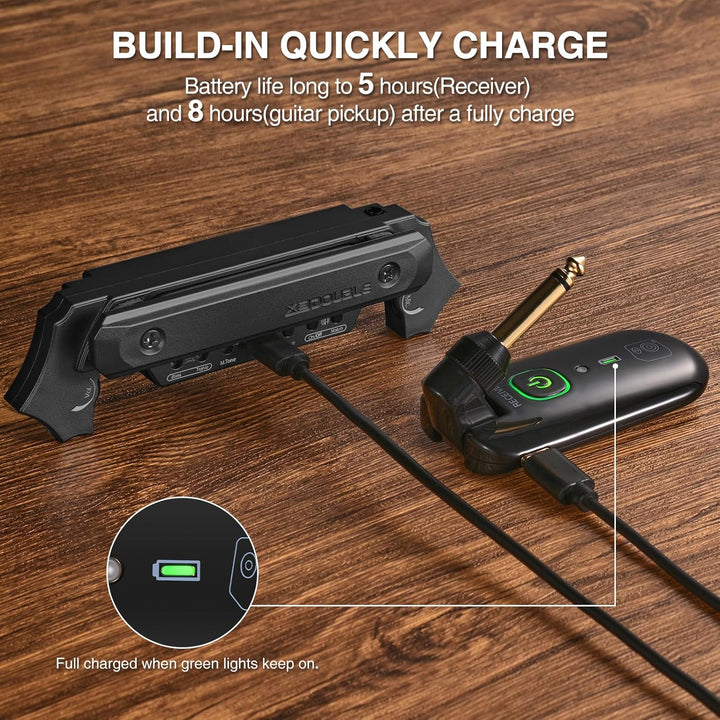 Wireless Acoustic Guitar Pickup Rechargeable Magnetic And Microphone Soundhole Pickup For Acoustic Guitar Build - In Volume Control(Black) - Just Closeouts Canada Inc.