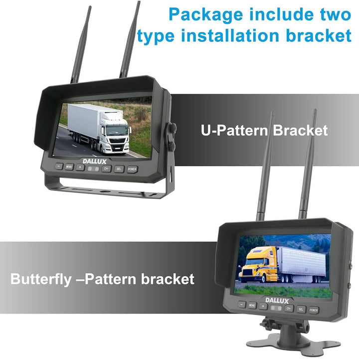 Wireless Backup Camera Kit+7" Built in DVR Monitor Rear/Front View Camera for Heavy Vehicle/5th Wheel Pickup/Truck/Trailer/Bus/Van/RV Camper with 1080P Stable Signal Camera - Just Closeouts Canada Inc.